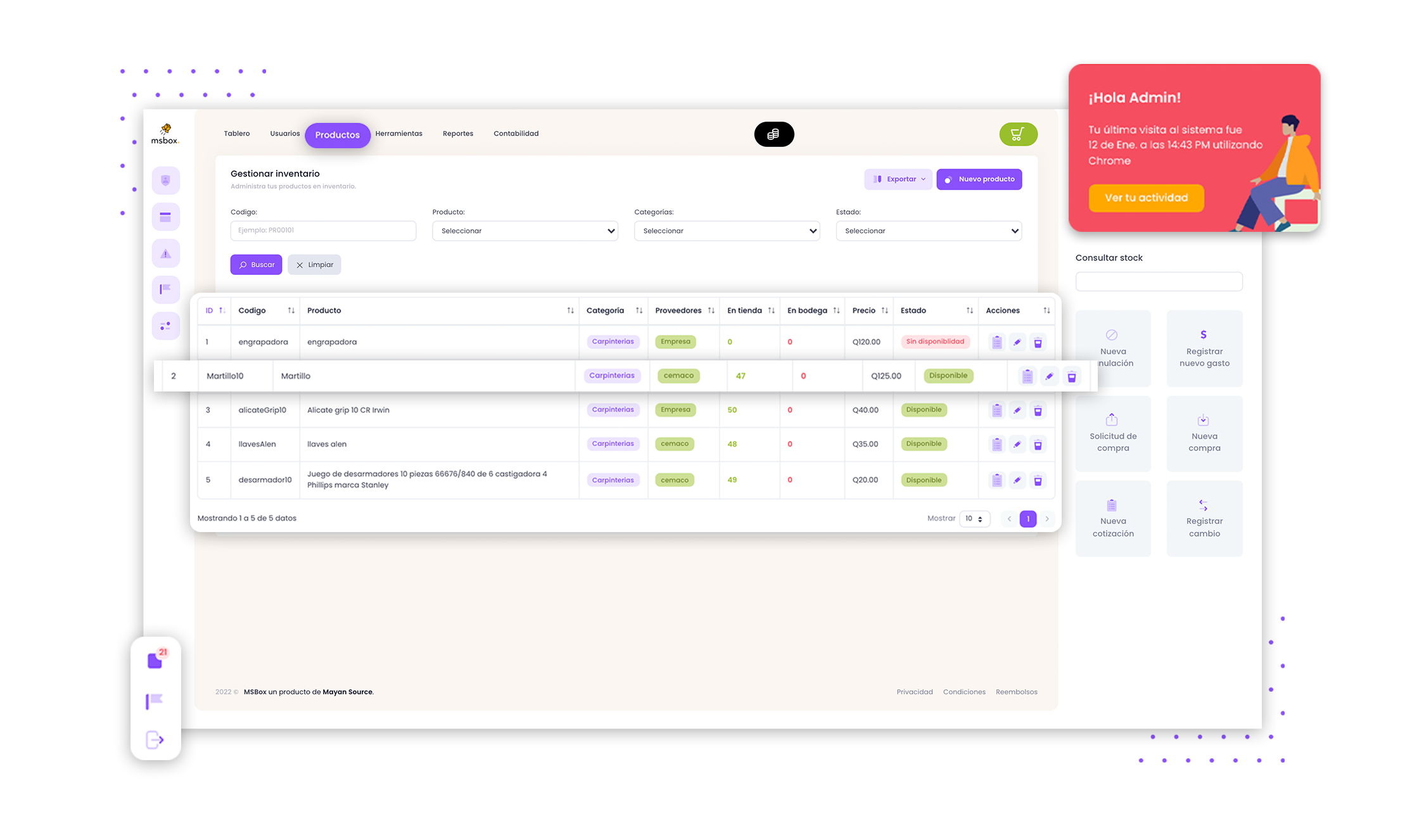 Control de inventario